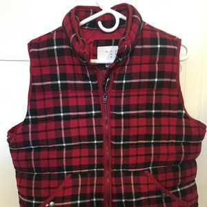 a.n.d. women's red plaid puffy vest